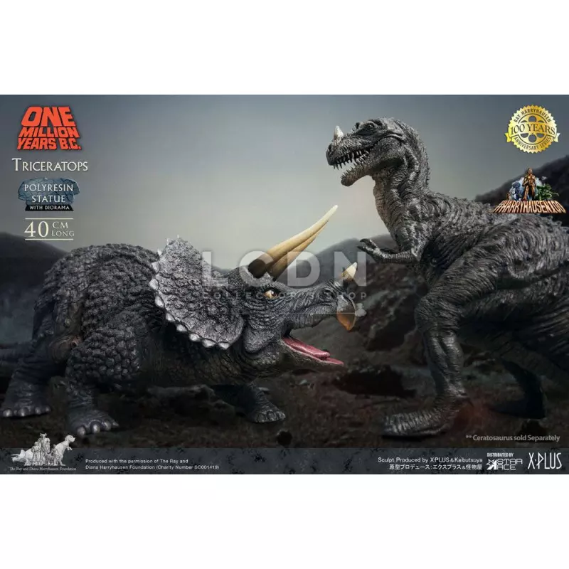 Un million d&#039;Années avant J.C. (One Million Years BC) Statue Triceratops Ray Harryhausen 40cm