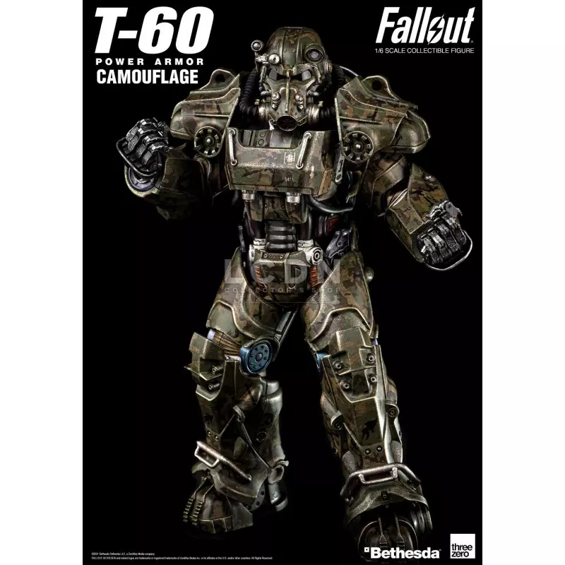 Fallout Action Figurine 1/6 T-60 Camouflage Power Armor M42 Fat Man Launcher with Mini Nuke 3Z0178 37cm
