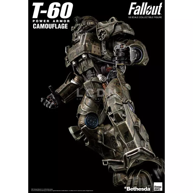 Fallout Action Figurine 1/6 T-60 Camouflage Power Armor M42 Fat Man Launcher with Mini Nuke 3Z0178 37cm