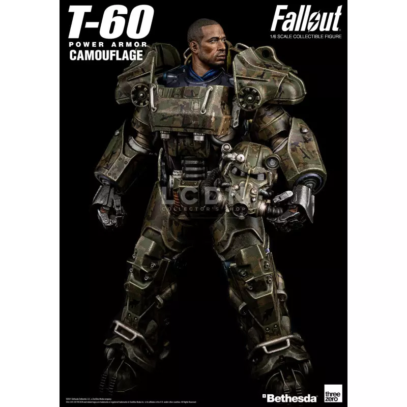 Fallout Action Figurine 1/6 T-60 Camouflage Power Armor M42 Fat Man Launcher with Mini Nuke 3Z0178 37cm