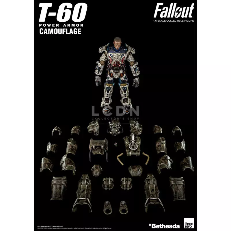 Fallout Action Figurine 1/6 T-60 Camouflage Power Armor M42 Fat Man Launcher with Mini Nuke 3Z0178 37cm
