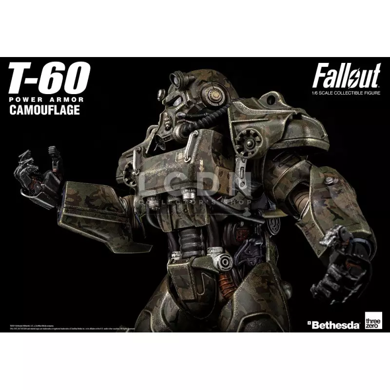 Fallout Action Figurine 1/6 T-60 Camouflage Power Armor M42 Fat Man Launcher with Mini Nuke 3Z0178 37cm