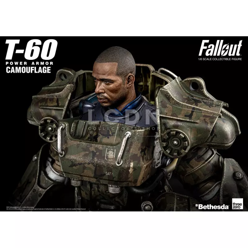 Fallout Action Figurine 1/6 T-60 Camouflage Power Armor M42 Fat Man Launcher with Mini Nuke 3Z0178 37cm