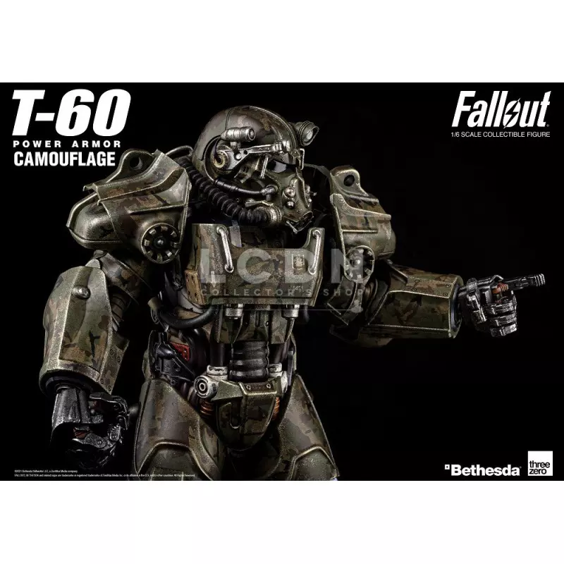 Fallout Action Figurine 1/6 T-60 Camouflage Power Armor M42 Fat Man Launcher with Mini Nuke 3Z0178 37cm