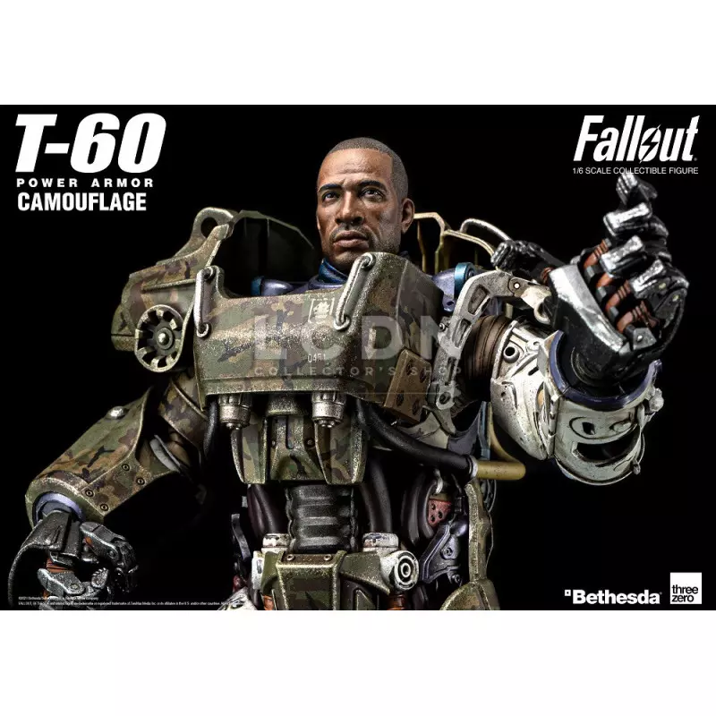 Fallout Action Figurine 1/6 T-60 Camouflage Power Armor M42 Fat Man Launcher with Mini Nuke 3Z0178 37cm