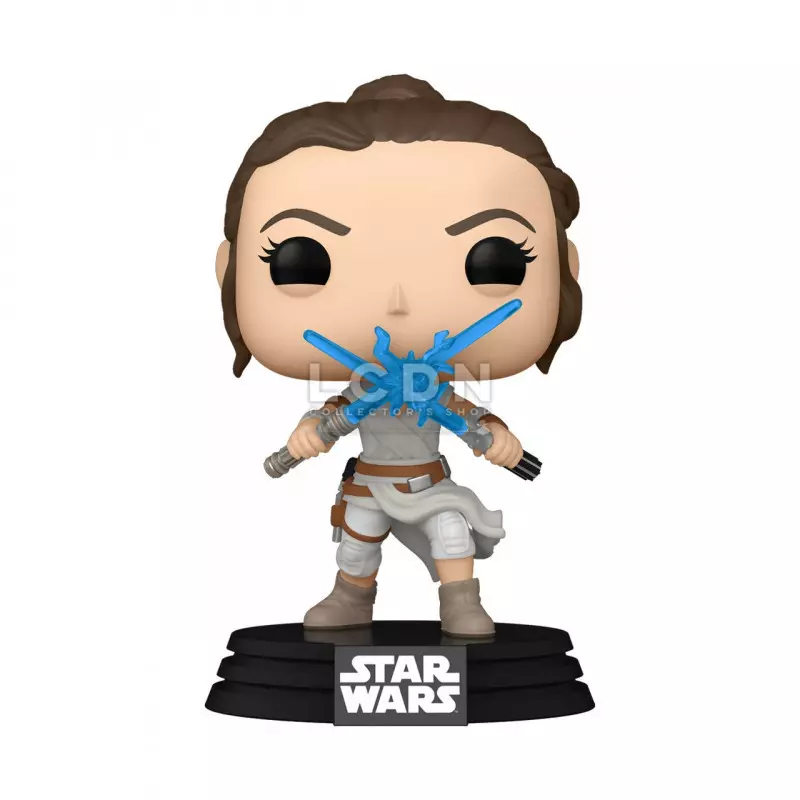 Star Wars Episode IX POP! Movies Vinyl Figurine Rey with 2 Light Sabers 10cm N°434