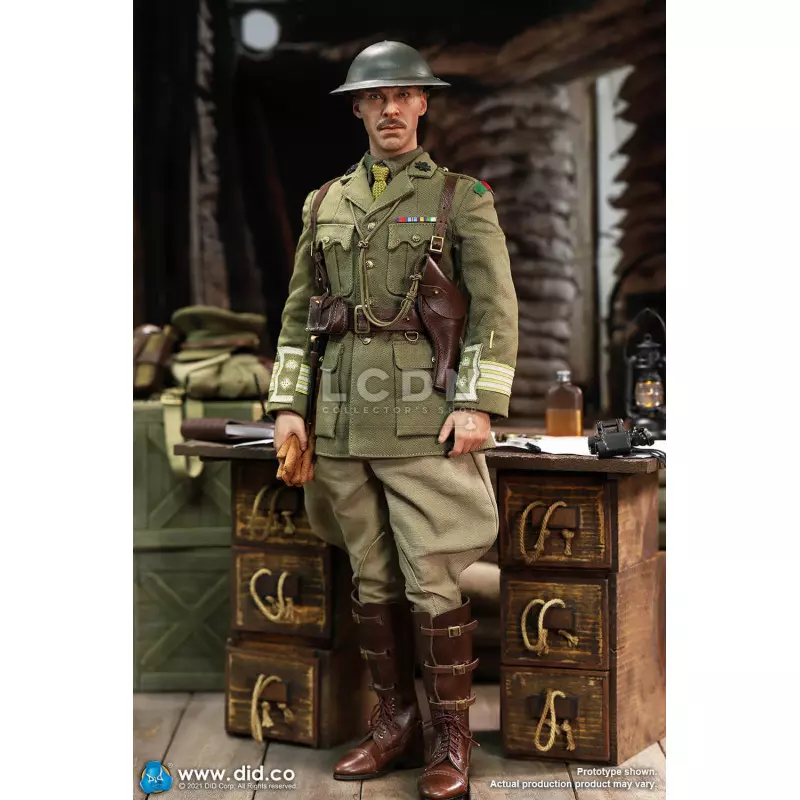 WWI British Officer Collectible Action Figure 1/6 Colonel Mackenzie + Desk Diorama Set  DID B11012 (not mint box) + E60062