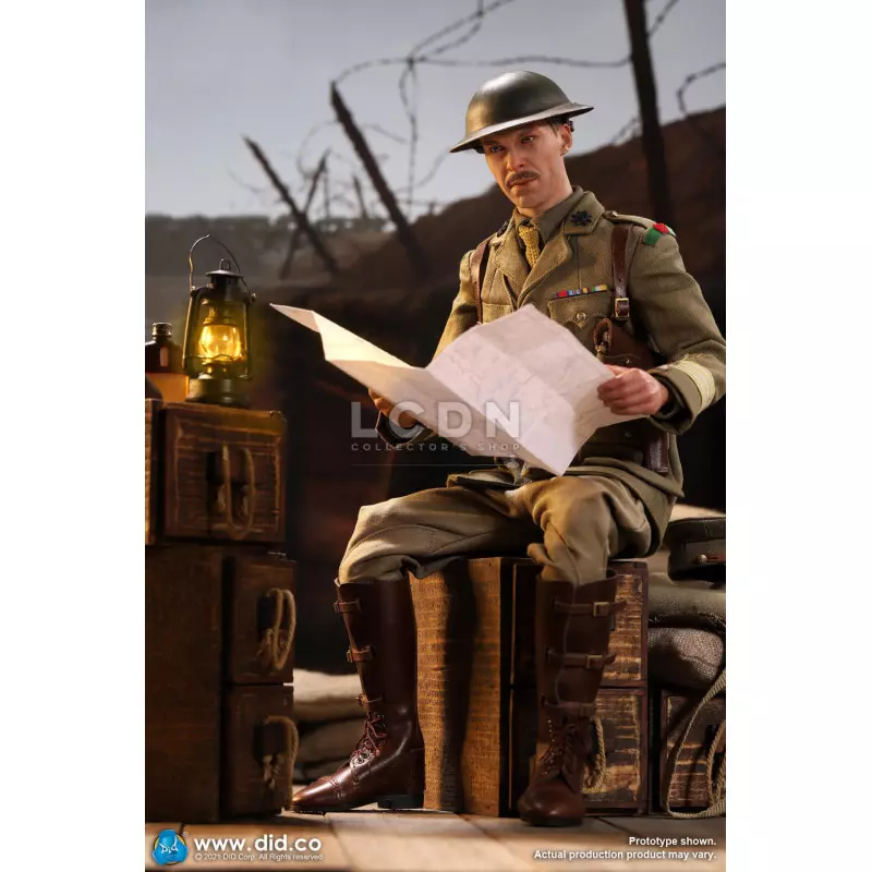 WWI British Officer Collectible Action Figure 1/6 Colonel Mackenzie + Desk Diorama Set  DID B11012 (not mint box) + E60062