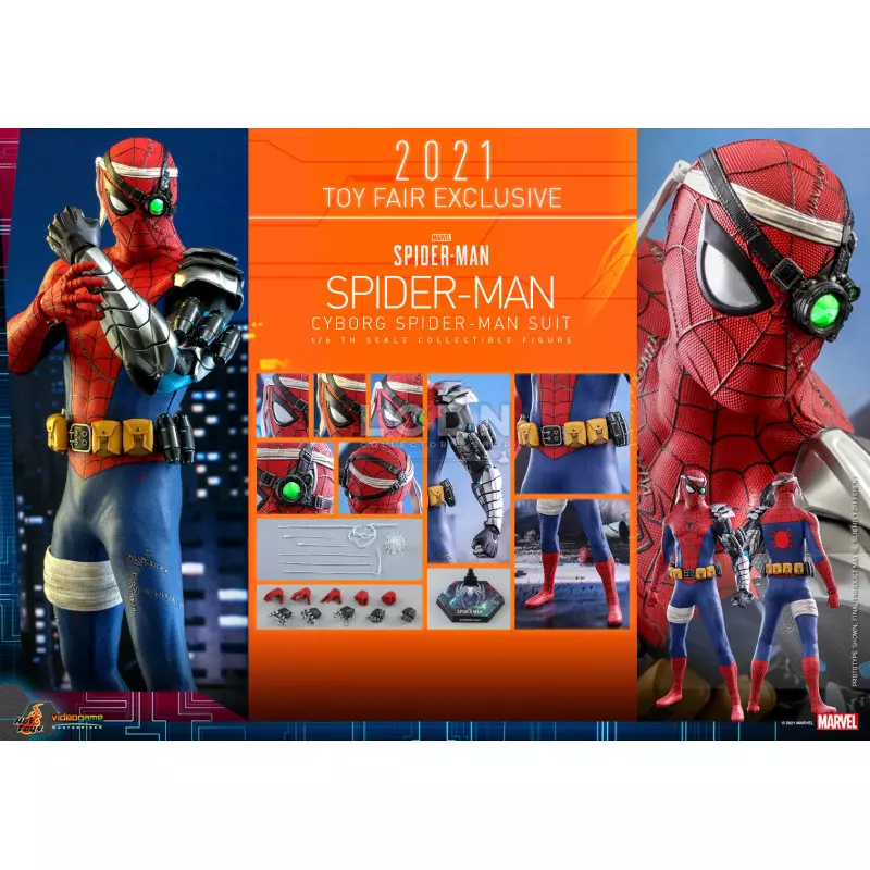 Hot Toys VGM51 Marvel&#039;s Spider-Man Collectible Action Figure 1/6 Spider-Man (Cyborg Spider-Man Suit) [Toy Fair Exclusive] 30cm
