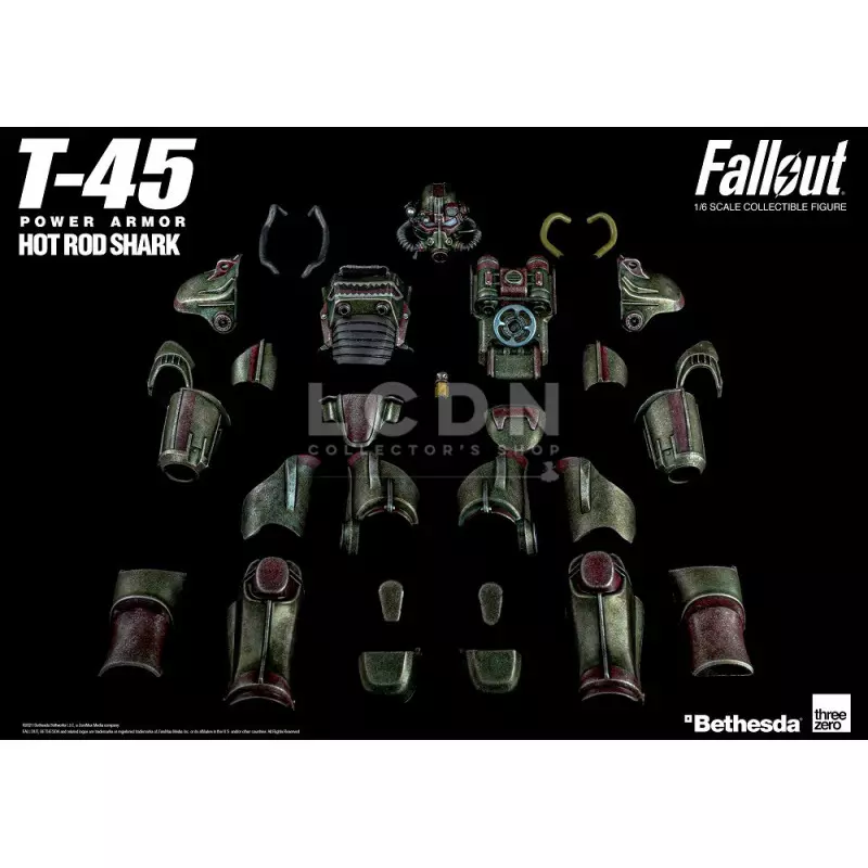 Threezero Fallout T-45 Hot Rod Shark Power Armor – Action Figure 1/6 Con LED E Endoscheletro