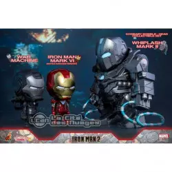 Hot Toys COSB270 Iron Man 2 Mark VI, War Machine & Whiplash Mark II Cosbaby (S) Bobble-Head Collectible Set de 3