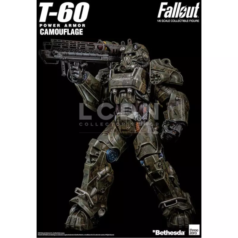 Fallout Action Figurine 1/6 T-60 Camouflage Power Armor M42 Fat Man Launcher with Mini Nuke 3Z0178 37cm