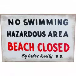 Les Dents de la Mer (Jaws) Panneau en Bois No Swimming