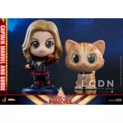 Hot Toys COSB541 Captain Marvel and Goose Cosbaby (S) Bobble-Head Collectible Set