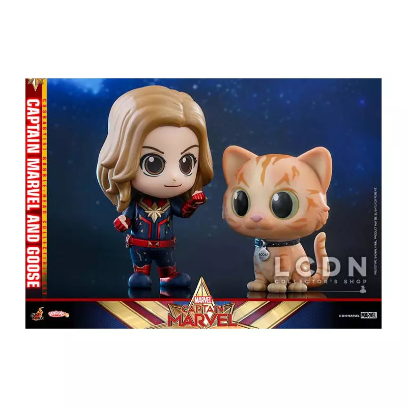 Hot Toys COSB541 Captain Marvel and Goose Cosbaby (S) Bobble-Head Collectible Set