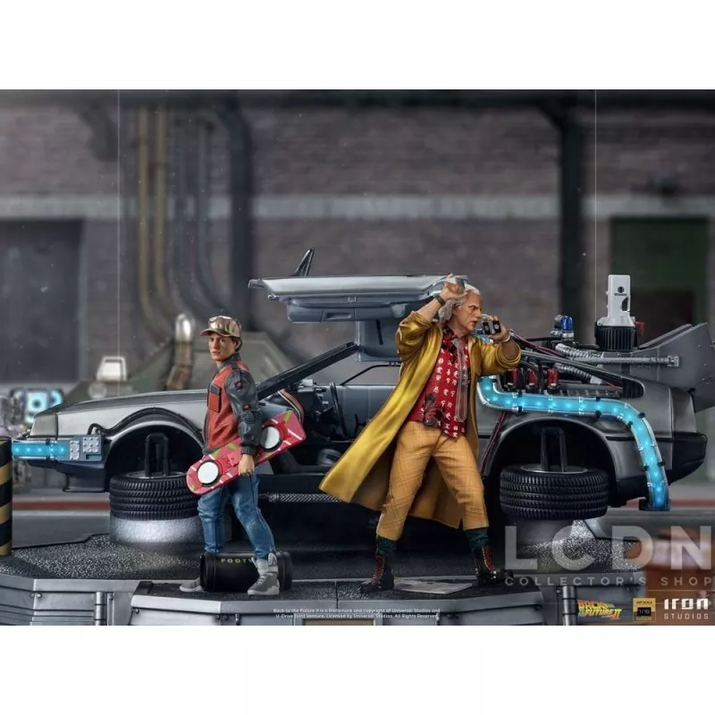 Retour vers le Futur II (Back to the Future II) Statue 1/10 Art Scale Full  Set Deluxe DeLorean, Marty & Doc 58cm