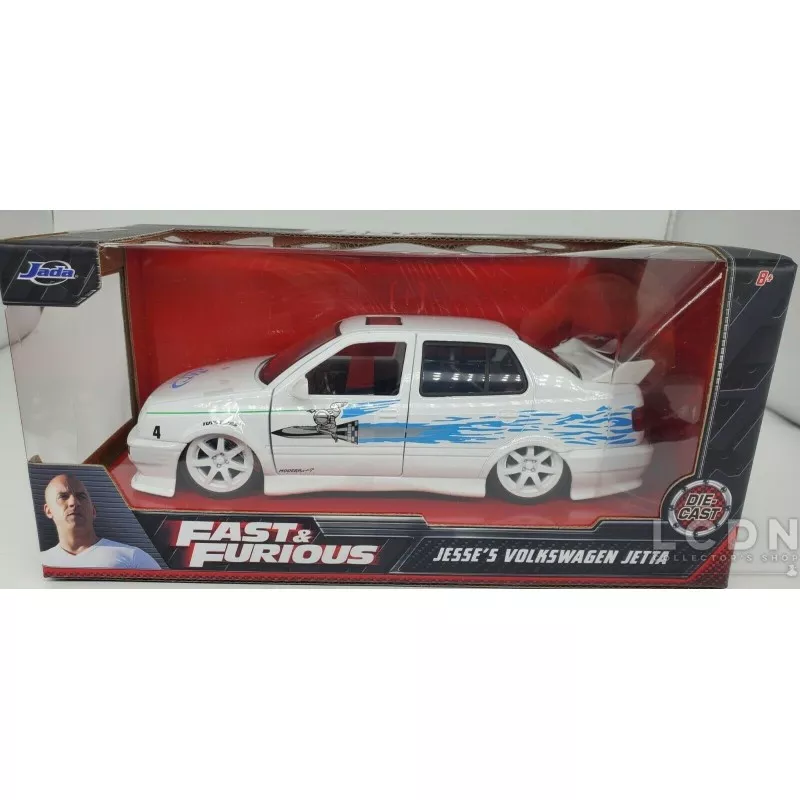 Voiture Miniature de Collection - JADA TOYS 1/24 - VOLKSWAGEN Jetta A3 -  Fast And Furious - 1995 - White / Blue - 99591W