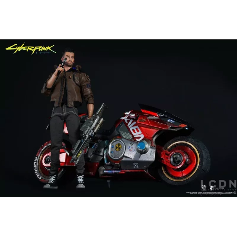 Cyberpunk 2077 Ultimate Bundle V Femme &amp; Masculine 1/6 Pack de 2 Collectible Action Figurines avec Moto Sportive Yaiba Kusanagi