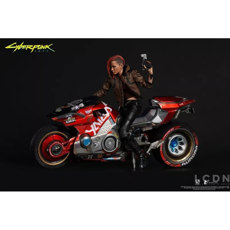 Cyberpunk 2077 Ultimate Bundle V Femme &amp; Masculine 1/6 Pack de 2 Collectible Action Figurines avec Moto Sportive Yaiba Kusanagi