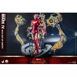 Hot Toys QS021 Iron Man 2 Collectible Action Figurine 1/4 Iron Man Mark IV with Suit-Up Gantry 48-63cm