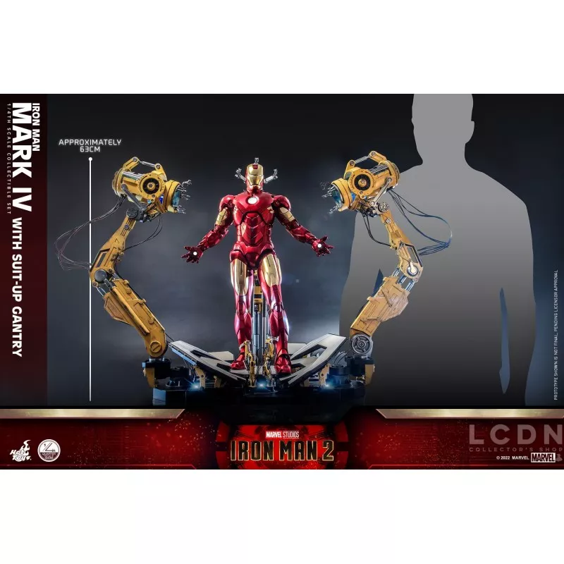 Hot Toys QS021 Iron Man 2 Collectible Action Figurine 1/4 Iron Man Mark IV with Suit-Up Gantry 48-63cm