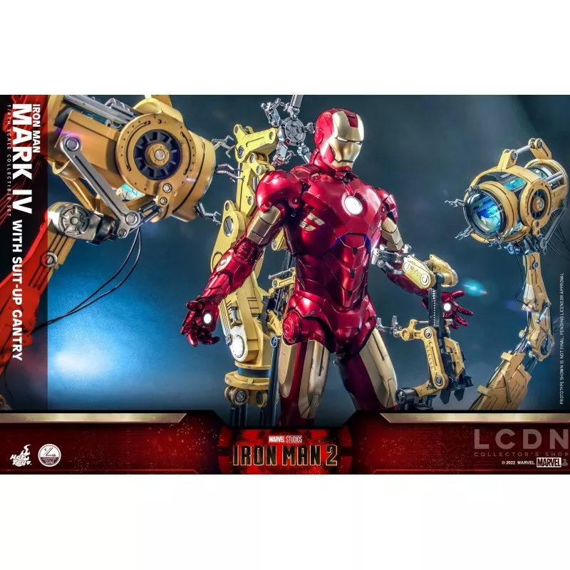 Hot Toys QS021 Iron Man 2 Collectible Action Figurine 1/4 Iron Man Mark IV with Suit-Up Gantry 48-63cm