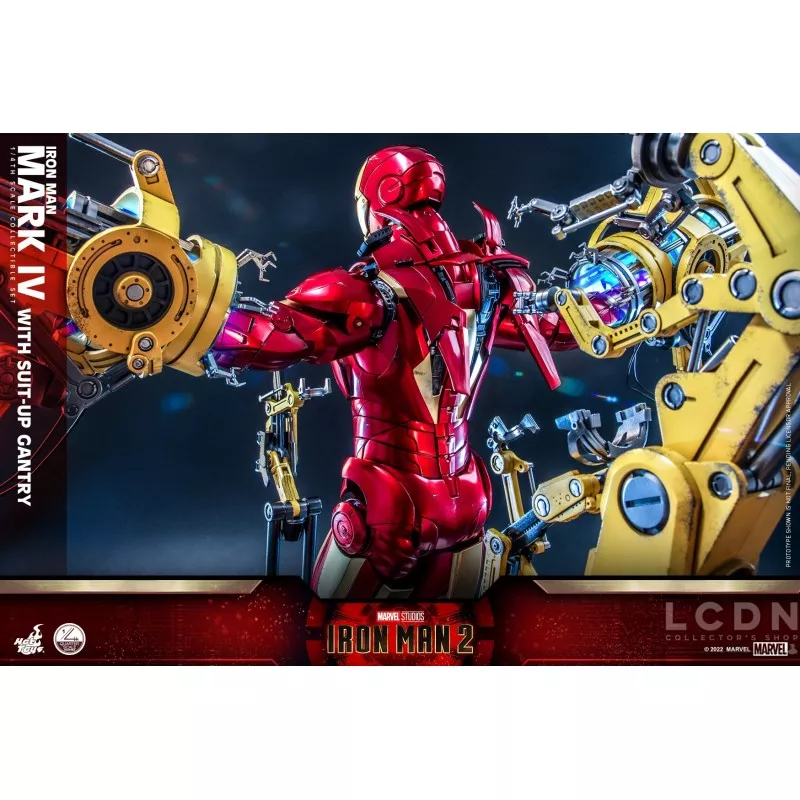Hot Toys QS021 Iron Man 2 Collectible Action Figurine 1/4 Iron Man Mark IV with Suit-Up Gantry 48-63cm