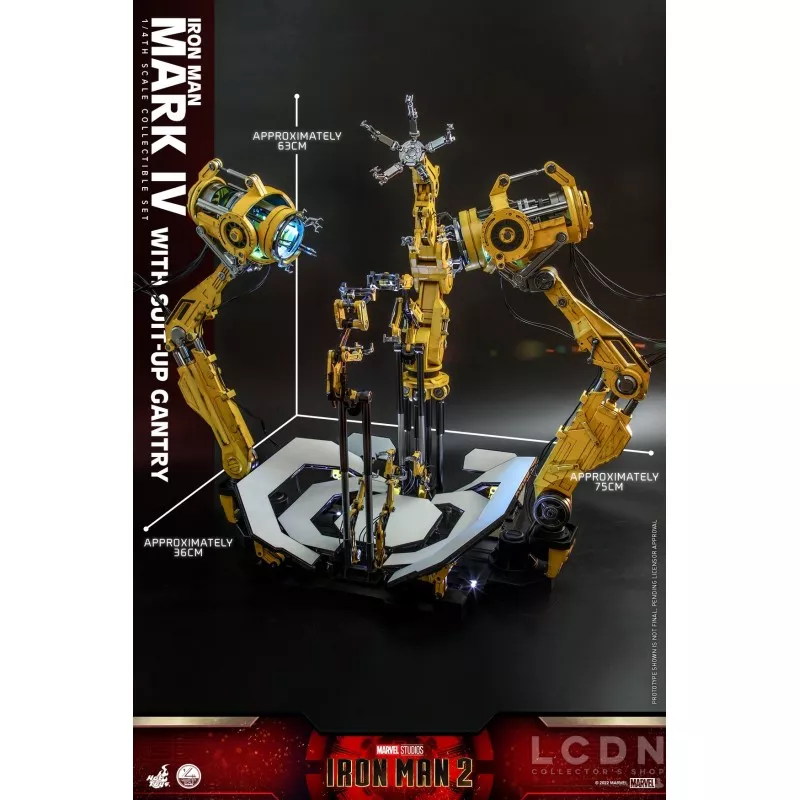 Hot Toys QS021 Iron Man 2 Collectible Action Figurine 1/4 Iron Man Mark IV with Suit-Up Gantry 48-63cm