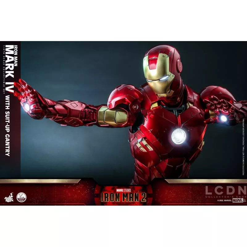 Hot Toys QS021 Iron Man 2 Collectible Action Figurine 1/4 Iron Man Mark IV with Suit-Up Gantry 48-63cm