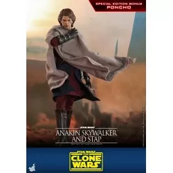 Hot Toys TMS020B Star Wars: The Clone Wars Anakin Skywalker and STAP 1/6 Collectible Figurine Set with Bonus 31cm
