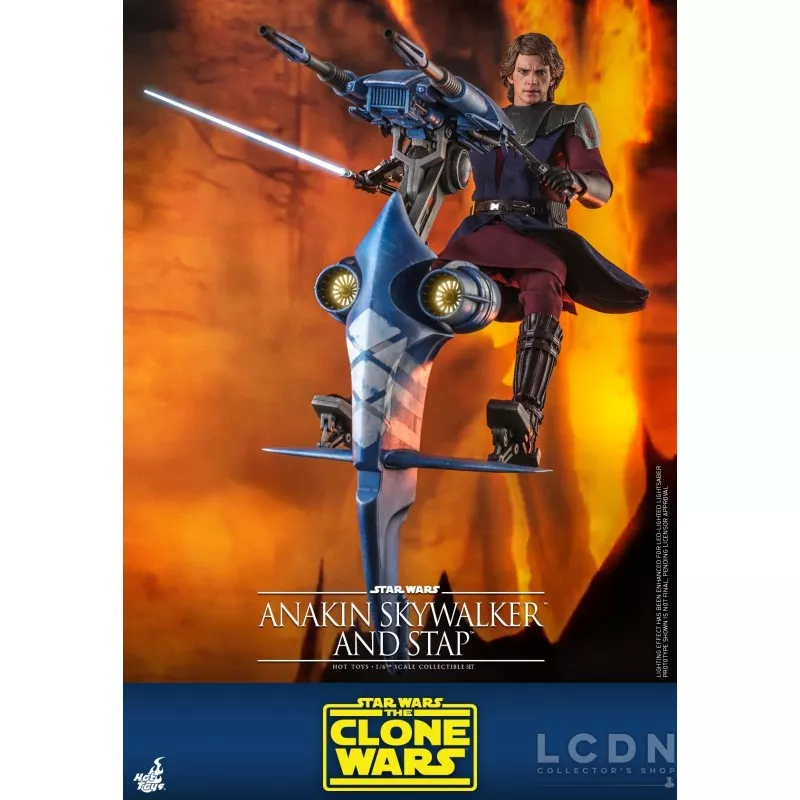 Hot Toys TMS020B Star Wars: The Clone Wars Anakin Skywalker and STAP 1/6 Collectible Figurine Set with Bonus 31cm