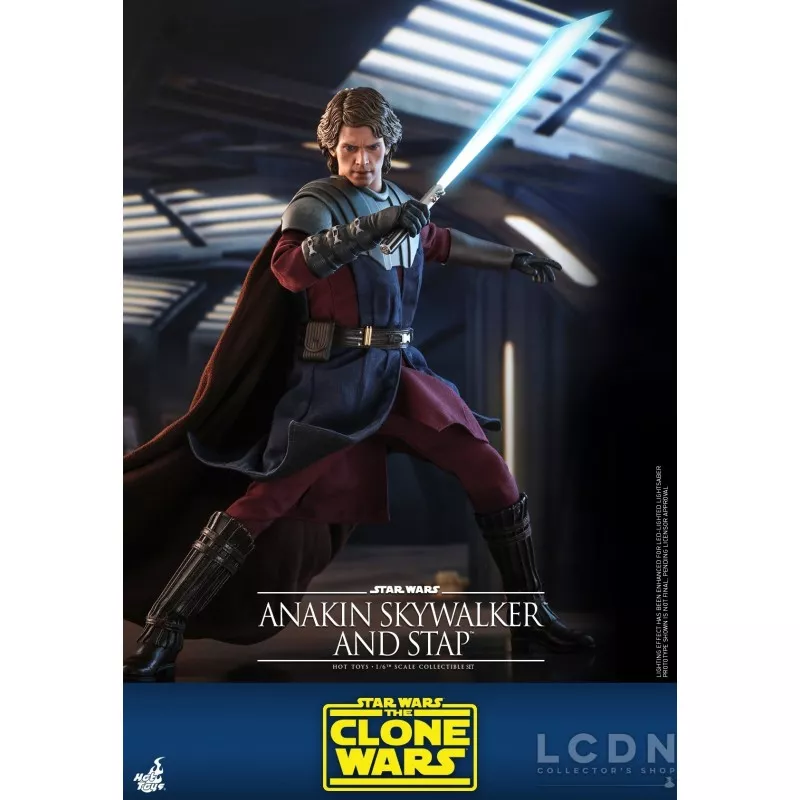 Hot Toys TMS020B Star Wars: The Clone Wars Anakin Skywalker and STAP 1/6 Collectible Figurine Set with Bonus 31cm