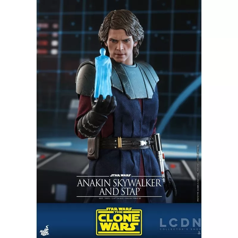 Hot Toys TMS020B Star Wars: The Clone Wars Anakin Skywalker and STAP 1/6 Collectible Figurine Set with Bonus 31cm