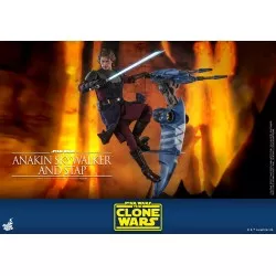 Hot Toys TMS020B Star Wars: The Clone Wars Anakin Skywalker and STAP 1/6 Collectible Figurine Set with Bonus 31cm