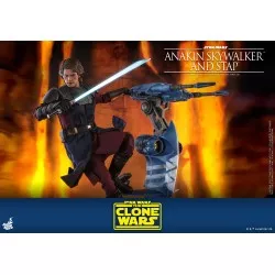 Hot Toys TMS020B Star Wars: The Clone Wars Anakin Skywalker and STAP 1/6 Collectible Figurine Set with Bonus 31cm