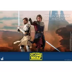 Hot Toys TMS020B Star Wars: The Clone Wars Anakin Skywalker and STAP 1/6 Collectible Figurine Set with Bonus 31cm