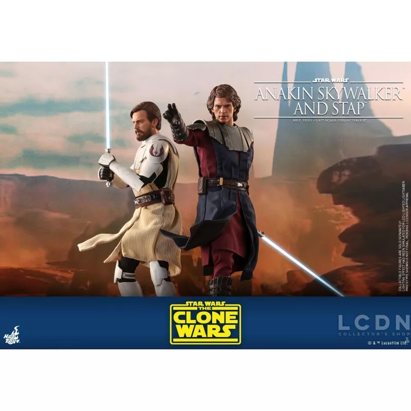Hot Toys TMS020B Star Wars: The Clone Wars Anakin Skywalker and STAP 1/6 Collectible Figurine Set with Bonus 31cm