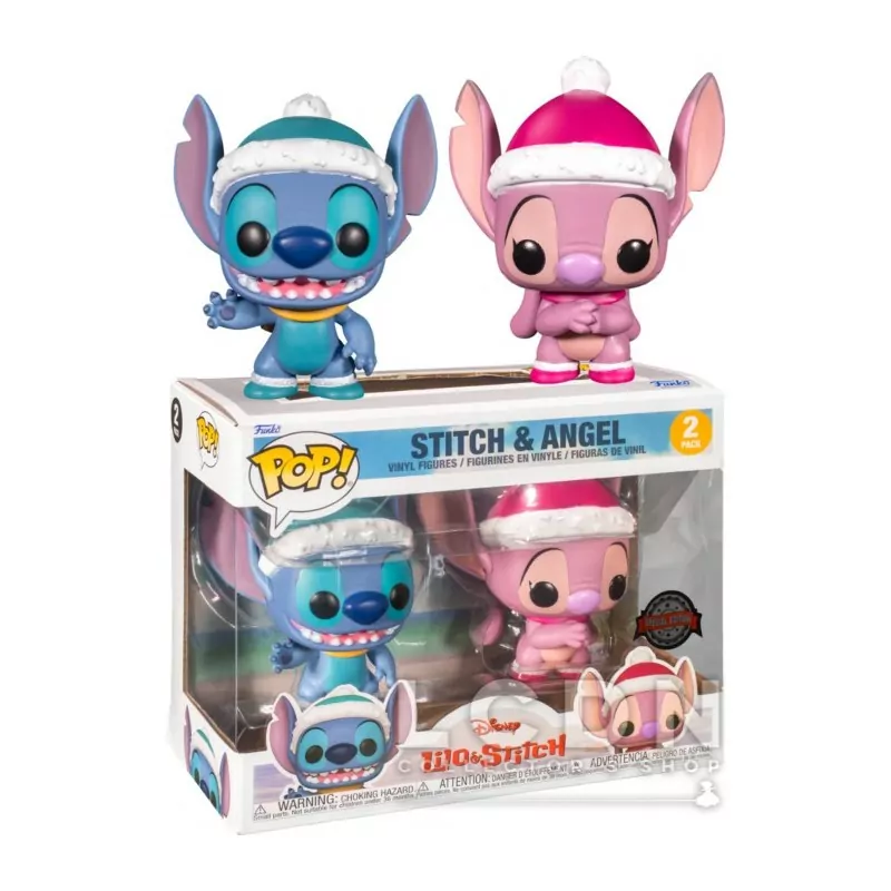 Lilo & Stitch pack 2 POP! Disney Winter Stitch & Angel Exclusive Special  Edition Vinyle Figurine 10cm