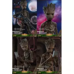 Hot Toys MMS476 Avengers Infinity War Groot & Rocket 1/6 Collectible Pack de 2 Figurines (Neuf)