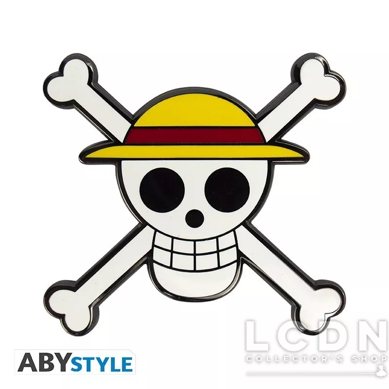 One Piece Porte-clés Métal Logo Monkey D Luffy Tête de Mort Chapeau Paille  5 cm 