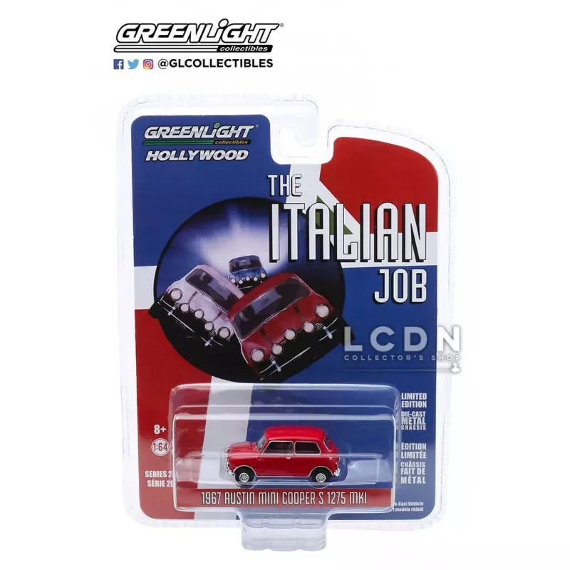 Greenlight Hollywood Series 28 1969 The Italian Job 1967 Austin Mini Cooper S 1275 MkI Red 44880 1/64