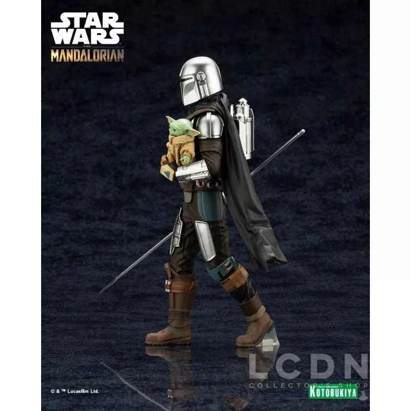 Star Wars The Mandalorian Statue ARTFX 1/10 Mandalorian &amp; Grogu with Beskar Staff 18 cm