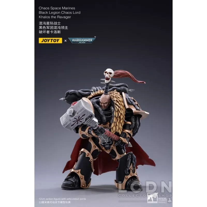 Figurine JOYTOY Warhammer 40K – Seigneur Du Chaos Khalos – Légion Noire – Échelle 1/18 – Multicolore – Collection Pour Adultes