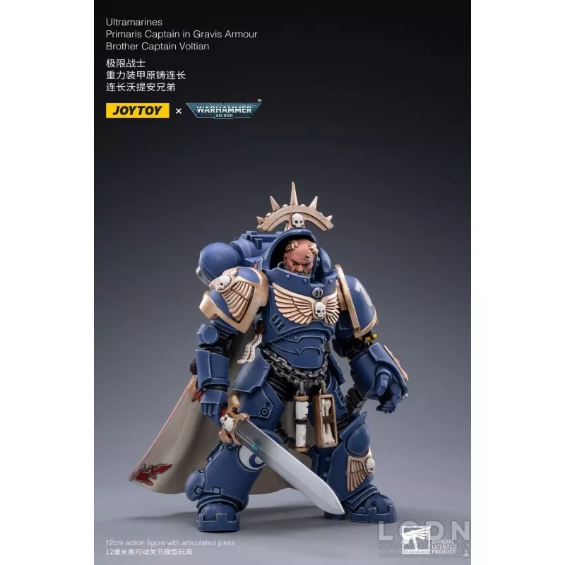 Warhammer 40k Action Figure 1 18 Ultramarines Primaris Captain in Gravis Armour Brother Captain Voltian Joytoy