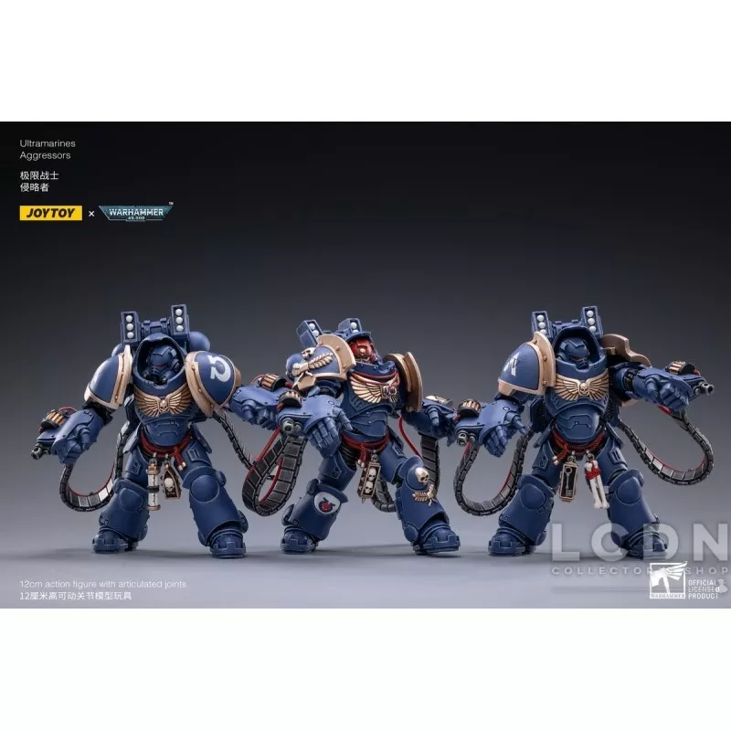 Warhammer 40k Pack de 3 Action Figurines 1/18 Ultramarines Aggressors Joytoy  12cm