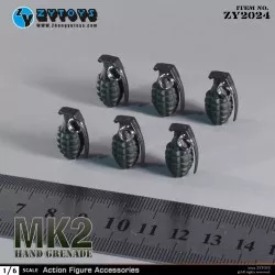 Set of 6 MK2 Hand Grenade Accessories 1/6 ZY TOYS ZY2024