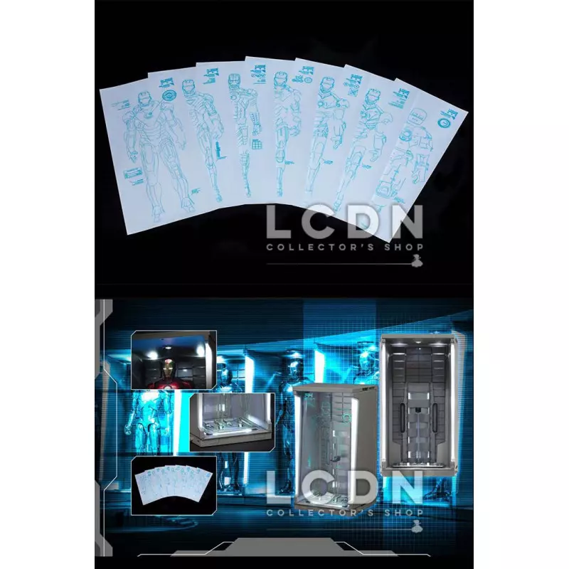 Hot Toys DS001A Iron Man 3 Hall of Armor display with LED