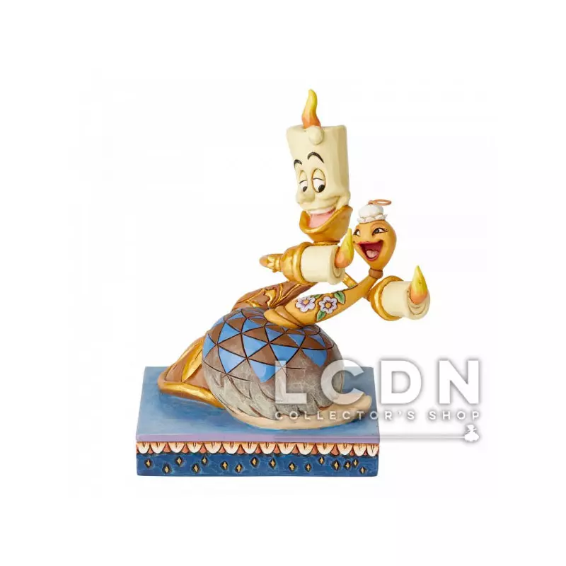 Disney Traditions Jim Shore La Belle et La Bête Romance by Candlelight Lumière &amp; Plumette Statue résine 15cm