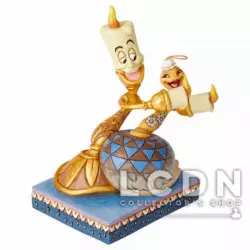 Disney Traditions Jim Shore La Belle et La Bête Romance by Candlelight Lumière & Plumette Statue résine 15cm