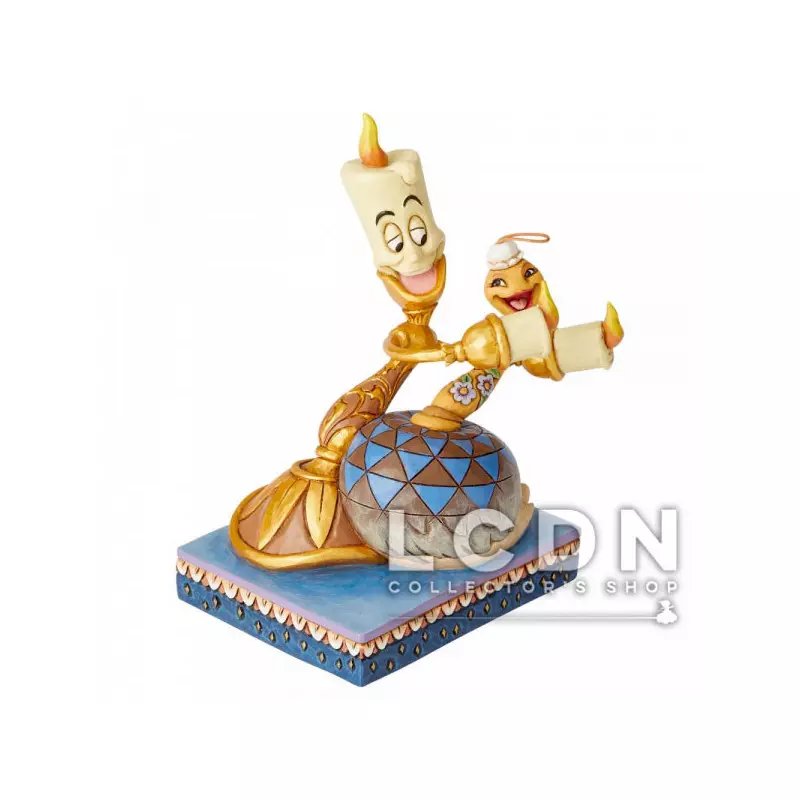 Disney Traditions Jim Shore La Belle et La Bête Romance by Candlelight Lumière &amp; Plumette Statue résine 15cm